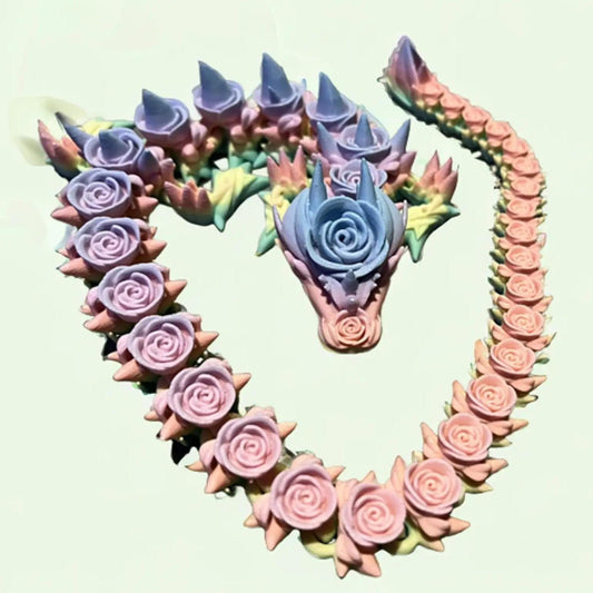 3d printed pastel rose articulated dragon - ciderwing3d rose dragon